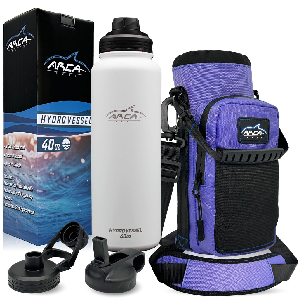 32 Hydro Carrier - Insulated Water Bottle W/Carry Handle, Shoulder Strap,  Wallet And Two Pouches - Perfect Flask Accessory 
